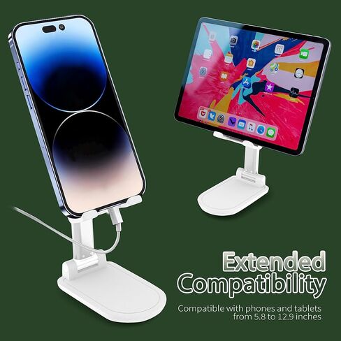 TAPMEI Cellphone Stand Adjustable & Foldable with Heavy and Thickened Metal Base for Desk Compatible with Smartphone Tablets and All 4-13 Inches Devices in Kuwait
