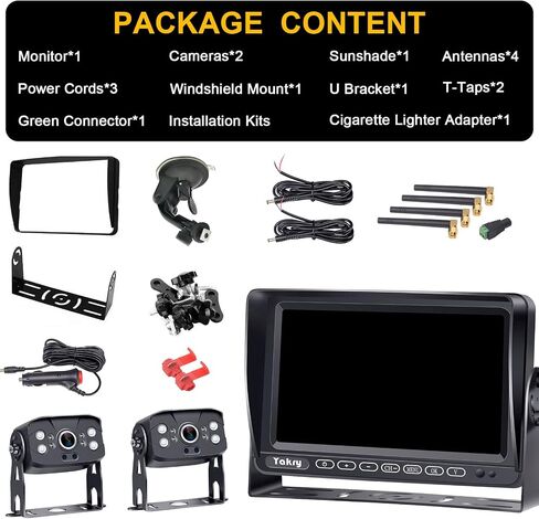 RV Backup Camera Wireless Recording 2 Cameras - Plug and Play Pre-Wired for Furrion System Night Vision 4 Channels HD 1080P 7'' Touch Key Monitor Rear View Camera for Trailer/Trucks/Camper Yakry Y28 in Saudi Arabia
