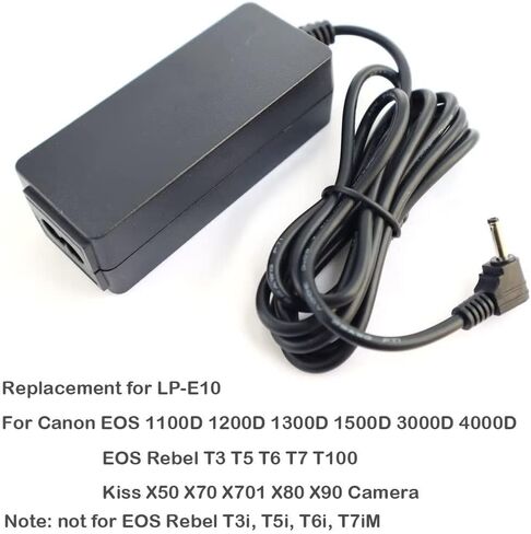 استمتع بمحول طاقة تيار متردد ACK-E10 فريد من نوعه LP-E10 بطارية دامية DR-E10 DC طقم شاحن متوافق مع كاميرات Canon EOS Rebel T3 T5 T6 T7 1100D 1200D 1300D 1500D 2000D، Kiss X50 X70 X80 X90 in Kuwait