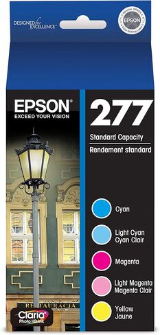 مجموعة حبر EPSON 277 Claria Photo HD سعة قياسية 5 خراطيش ألوان (T277920-S) تعمل مع Expression Photo XP-850، XP-860، XP-950، XP-960، XP-970 in Kuwait