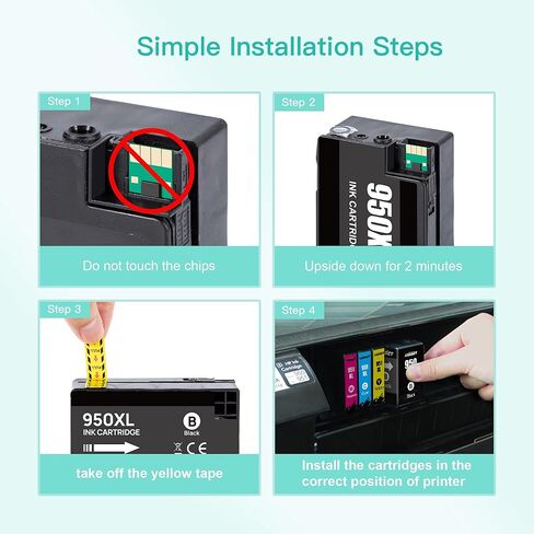 Acaves 950XL 951XL Combo Pack High Yield Replacment for HP 950 951 Ink Cartridges Work with HP OfficeJet Pro 8100 8110 8600 8610 8615 8616 8620 8625 8630 8640 8660 Printers, 4 Pack, XX-Large in Kuwait