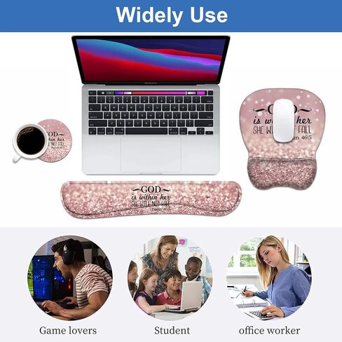 Ergonomic Mouse Pad Wrist Support and Keyboard Wrist Rest Set with Coasters, Non-Slip PU Base, Easy Typing & Pain Relief, Perfect for Home Office Working Studying, Patriotic American Flag Bald Eagle in Saudi Arabia