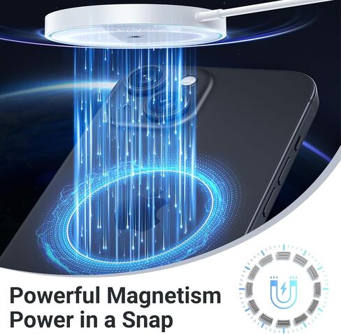 شاحن لاسلكي مغناطيسي متوافق مع شاحن MagSafe/iPhone15/14/13/12 Pro/Pro Max/Plus/Mini/AirPods 3/2/Pro، لوحة شحن سريعة مغناطيسية LED بقدرة 15 وات مع منافذ شحن مزدوجة in Kuwait
