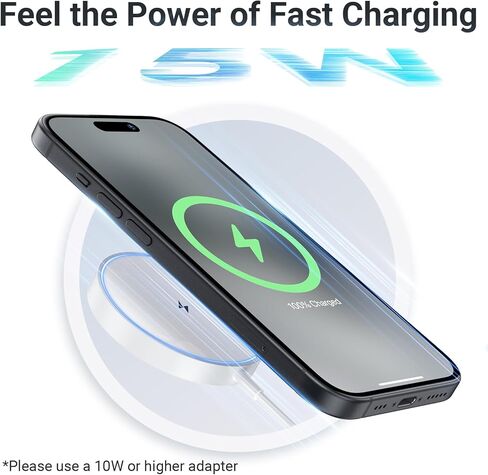 شاحن لاسلكي مغناطيسي متوافق مع شاحن MagSafe/iPhone15/14/13/12 Pro/Pro Max/Plus/Mini/AirPods 3/2/Pro، لوحة شحن سريعة مغناطيسية LED بقدرة 15 وات مع منافذ شحن مزدوجة in Kuwait