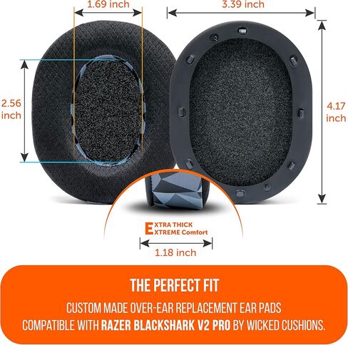 WC Freeze Blackshark - وسائد أذن جل تبريد لـ 2020-2022 Razer Blackshark V2 & V2 Pro (لا تناسب طراز 2023) من Wicked Cushions - تعزيز الراحة والسمك وعزل الصوت | أسود in Kuwait