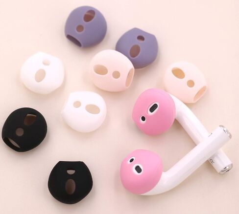 (Fit in Case) Eartips for AirPods 1 AirPods 2, 5 Pairs Replacement Thin Slim Gel Earbuds Ear Tips Skin Accessories for AirPods 1 & 2 (Fit in Charging Case) 3 White 2 Black in Kuwait