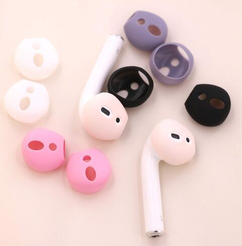 (Fit in Case) Eartips for AirPods 1 AirPods 2, 5 Pairs Replacement Thin Slim Gel Earbuds Ear Tips Skin Accessories for AirPods 1 & 2 (Fit in Charging Case) 3 White 2 Black in Kuwait