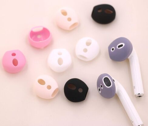 (Fit in Case) Eartips for AirPods 1 AirPods 2, 5 Pairs Replacement Thin Slim Gel Earbuds Ear Tips Skin Accessories for AirPods 1 & 2 (Fit in Charging Case) 3 White 2 Black in Kuwait