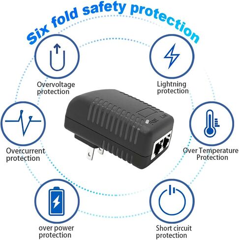 MTDZKJG 12V 1A POE Injector، مقبس الحائط 12V محول إيثرنت سلبي IEEE 802.3af متوافق مع 10/100 ميجابت في الثانية، يستخدم لأجهزة توجيه كاميرا IP AP للكمبيوتر المدمجة ومختلف أجهزة الشبكة الأخرى بقدرة 12 وات 12 فولت in Saudi Arabia