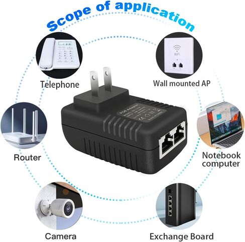 MTDZKJG 12V 1A POE Injector، مقبس الحائط 12V محول إيثرنت سلبي IEEE 802.3af متوافق مع 10/100 ميجابت في الثانية، يستخدم لأجهزة توجيه كاميرا IP AP للكمبيوتر المدمجة ومختلف أجهزة الشبكة الأخرى بقدرة 12 وات 12 فولت in Saudi Arabia