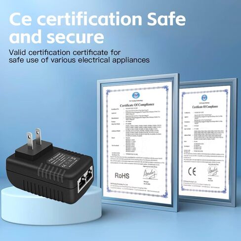 MTDZKJG 12V 1A POE Injector، مقبس الحائط 12V محول إيثرنت سلبي IEEE 802.3af متوافق مع 10/100 ميجابت في الثانية، يستخدم لأجهزة توجيه كاميرا IP AP للكمبيوتر المدمجة ومختلف أجهزة الشبكة الأخرى بقدرة 12 وات 12 فولت in Saudi Arabia