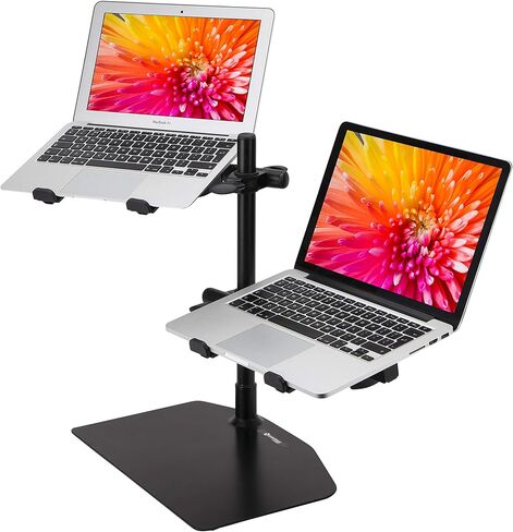 ساينفيلد ستديوز - حامل لاب توب مزدوج - توافق عالمي مع ارتفاع قابل للتعديل - حامل لاب توب دي جيه مزدوج كامل مع منظم كيبلات in Kuwait