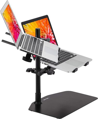 ساينفيلد ستديوز - حامل لاب توب مزدوج - توافق عالمي مع ارتفاع قابل للتعديل - حامل لاب توب دي جيه مزدوج كامل مع منظم كيبلات in Kuwait