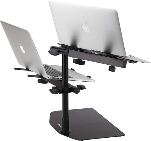 ساينفيلد ستديوز - حامل لاب توب مزدوج - توافق عالمي مع ارتفاع قابل للتعديل - حامل لاب توب دي جيه مزدوج كامل مع منظم كيبلات in Kuwait