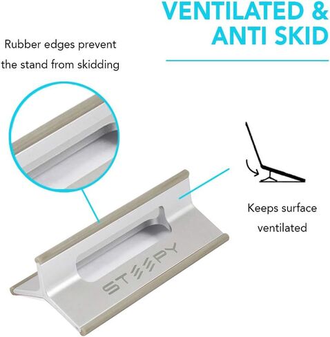 Steepy Laptop Stand Riser إسفين دعم مكتب مكتب التهوية ملحق تبريد البلاستيك المحمول خفيف الوزن متوافق مع الأجهزة اللوحية والهواتف الذكية (المحيط الأزرق) in Kuwait