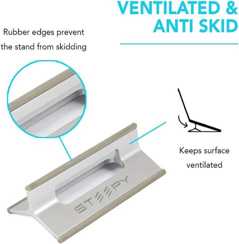 Steepy Portable Laptop Stand for Desk Adjustable Height, 13-17 Inch Devices | Laptop Holder - Computer Stand for Cooling, Foldable, Portable, Ergonomic, Comfort, Slip-Proof, Sturdy Design, Universal Fit in Kuwait