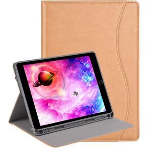 HFcoupe 10.2 Case for iPad 9th Generation 2021 / 8th Gen 2020 / 7th Gen 2019, Multiple Angles Viewing Leather Folio Protective Cover with Pencil Holder and Pocket Auto Sleep/Wake -Black