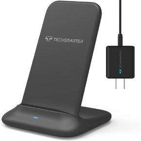Techsmarter 10W Wireless Charger, Fast Charging Stand Compatible with iPhone 14, 13, 12, 11, XS, X, XR, 8 Samsung S23, S22, 21, S20, S10, S9, S8, Note 21, 20, 10, LG ThinQ V30, V35, V40, G7, G8 in Kuwait