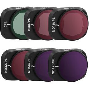 BRDRC Mini 3 Pro Filters Set, 6 Pack CPL, ND8/PL, ND16/PL, ND32/PL, ND64/PL, ND128/PL Neutral Density Filter Compatible with DJI Mini 3 Pro/Mini 3 Drone Lens Accessories(Aluminum Alloy Frame)