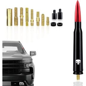 Pack-1 Car Bullet Antenna, 5.4" Skull Antenna Pole for GM Chevy Silverado 1500 2500 3500 HD Avalanche GMC Sierra 1500 2500 3500 Denali Heavy Duty Pickup Trucks Accessories (Black) in Kuwait