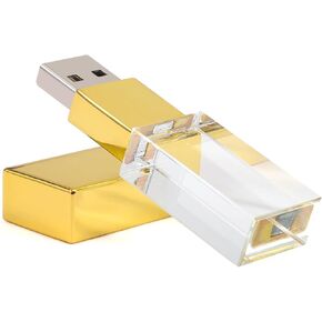 Laak 8 GB New Crystal Transparent Rectangle Genuine USB Flash Drive 3.0 Wedding Gift Pendrive (Gold)