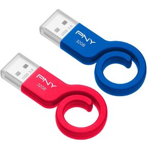 محرك فلاش USB 3.0 من PNY Monkey Tail سعة 32 جيجابايت 2 كيلو جرام، أزرق وأحمر (ف-FDU32GX2TBMNK-GE) in Kuwait