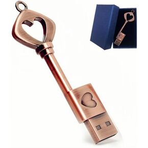 64GB USB 2.0 Flash Drive,Smozer Metal Love Heart Key Shaped USB Drive Thumb Drive USB Computer Memory Drive Nice Gifts for Wedding/Anniversary/Photography (64GB, 1 Pack with Gift Box) in Saudi Arabia
