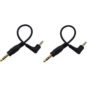 Traovien DC 3.5mm 3Pole Male to Male DC Stereo Audio 3Pole 90 Degree Angled Extension Cable for Phone Laptops MP3 Table PC and More(2pcs) (3pole M bend/3pole M Stright) in Saudi Arabia