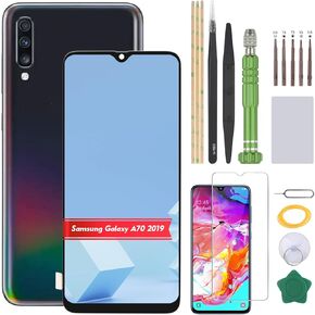 مجموعة محول رقمي لشاشة LCD تعمل باللمس لهاتف سامسونج جالاكسي A70 2019 A705 SM-A705F A705FN A705MN/DS 6.7 بوصة، أسود in Kuwait