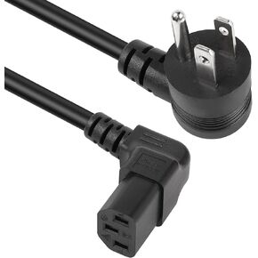 GELRHONR 90 Degrees 3 Prong AC to IEC320 C13 Power Cord,10A 125V Down Angle NEMA 5-15P to C13 Universal Power Cable for Notebook Computers, TV, Monitors-4.9Ft (Blcak-C13)
