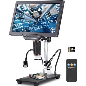 مجهر رقمي، مجهر 10.1 مع حامل عرض قابل للتعديل، كاميرا مجهر عملة USB Koolertron1600X مع مرآة عالية الدقة وفلتر للأشعة فوق البنفسجية، ماوس وجهاز تحكم عن بعد، يدعم التحكم في التطبيق لعملات الأطفال البالغين in Kuwait