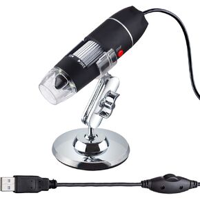 ام سكوب مجهر رقمي محمول باليد بمنفذ USB من 50 الى 500 مرة مع حامل قابل للتعديل و8 مصابيح LED - متوافق مع ويندوز وماك واندرويد (يتضمن محول او تي جي) in Kuwait
