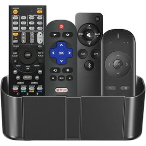 suptek Remote Control Holder Wall Mount，Hole-Free TV Remote Holder for 3 or 4 Remotes, Black, Quantity 1, S4B