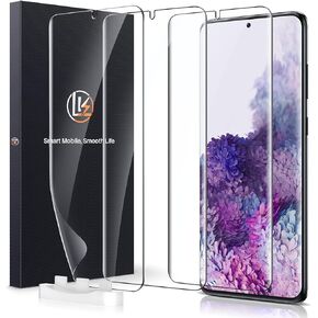 LK 3 Pack for Samsung Galaxy S20 Plus Screen Protector [Not Glass] [Support Fingerprint Unlock] Bubble Free, with Easy Installation Tool, 3D Curved Max Coverage for S20 Plus 6.7-inch