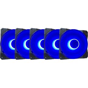 مروحة Apevia CO512L-RD Cosmos 120 مم LED حمراء فائقة الصمت مع 16 مصباح LED ووسادات مطاطية مضادة للاهتزاز (5 قطع)
