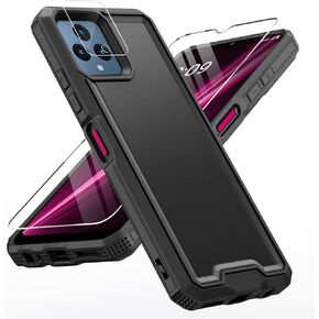 LEKEVO for REVVL 6 5G / REVVL 6X 5G Phone Case, with Screen Protector & Camera Lens Cover, Heavy Duty Dual Layer Case, Military Grade Drop Proof Rugged Protective Shell (Purple)