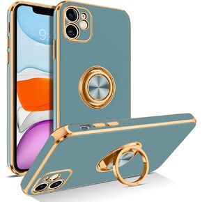 حافظة BENTOBEN iPhone 11 مع حامل حلقي 360 درجة، مسند نحيف مقاوم للصدمات ودعم مغناطيسي للسيارة والرجال والنساء والرجال حافظة هاتف واقية مضادة للانزلاق لهاتف iPhone 11 6.1 بوصة، أسود/ذهبي in Kuwait
