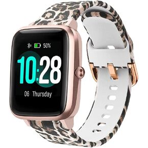 ViCRiOR Bands Compatible with ID205L Smart Watch, 19mm Quick Release Soft Silicone Fadeless Pattern Printed Floral Replacement Band for ID205L, ID205G ID205 ID205U ID205S in Kuwait