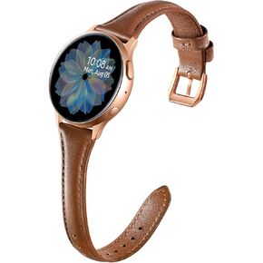 أحزمة جلدية رفيعة من GEAK متوافقة مع ساعة Samsung Galaxy Watch 6 5 40 مم 44 مم/Galaxy Watch 5 Pro 45 مم/Galaxy Watch 4 44 مم 40 مم/Galaxy Watch 4 Classic 46 مم 42 مم، 20 مم حزام ساعة سريع الإصدار للنساء