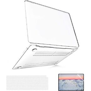 B BELK متوافق مع حافظة MacBook Air 13 بوصة، حافظة MacBook Air M1 2021 2020 2019 2018 موديل A2337 A2179 A1932 مع معرف اللمس، غطاء صلب من البلاستيك الشفاف للكمبيوتر المحمول + 2 غطاء لوحة مفاتيح + واقي شاشة in Kuwait