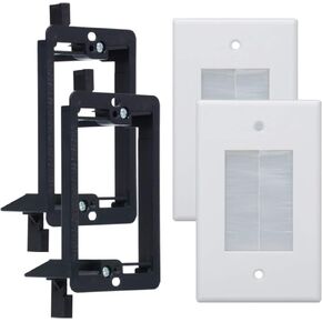 Cable Pass Through Wall Plate White, 10 pack, 1-Gang Brush Wall Plate Covers for Power Cords, HDMI, Coaxial, Ethernet Cables and Speaker Wires
