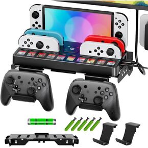 Switch Wall Mount & Switch TV Dock with Joy-Con Charger Bundle Kit, Switch TV Docking Station with 4K HDMI & USB 3.0 Port, Metal Wall Shelf for Switch & Switch OLED, Switch Pro Controller Hooks in Kuwait