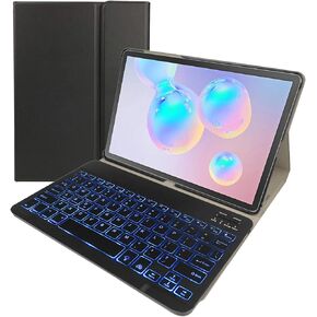 حافظة لوحة المفاتيح ذات الإضاءة الخلفية لجهاز Samsung Galaxy Tab S6 10.5 2019، غطاء حامل نحيف خفيف الوزن مع لوحة مفاتيح لاسلكية قابلة للفصل مغناطيسيًا لجهاز Galaxy Tab S6 10.5 SM-T860/T86 (ذهبي وردي)