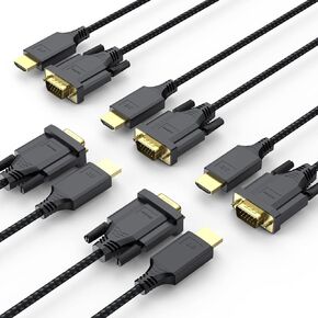 DteeDck HDMI to VGA Cable 3ft, HDMI-to-VGA Male to Male Active Converter Connector Cord for Monitor Projector HDTV Laptop Desktop...