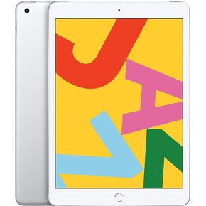 2019 Apple iPad 7th Gen (10.2 inch, Wi-Fi + Cellular, 128GB) Silver (Renewed) in Kuwait