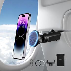 حامل هاتف مغناطيسي 2 في 1 من Syntech مزود بمشبك، حامل هاتف عالمي أثناء الطيران بدون استخدام اليدين مع دوران مزدوج متعدد الاتجاهات 360 درجة، ملحق أساسيات السفر للطيران in Kuwait