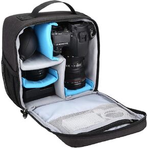 BAIGIO Camera Insert Bag Inner Case High-Capacity Shockproof and Waterproof DSLR SLR Camera Small Inner Bag Foldable Protective Bag Inner Camera Organizer with Handle (Black 2)