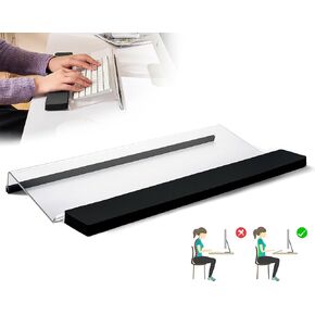 Acrylic Computer Keyboard Stand with Wrist Rest,Easy Ergonomic Typing Tilted Computer Keyboard Holder with Silicone Non-Slip Fits All Keyboard Sizes for Office,Home