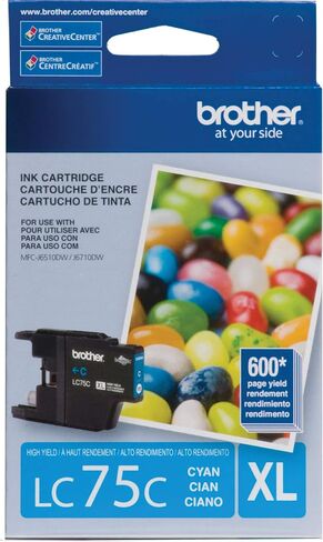 Brother Genuine High Yield Black Ink Cartridge, LC75BK, Replacement Black Ink, Page Yield Up To 600 Pages, LC75 in Kuwait