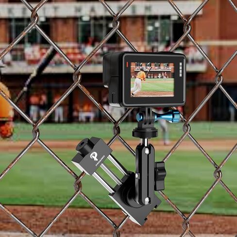 حامل سياج للهاتف للبيسبول، حامل سياج للهواتف الذكية GoPro، Mevo Start، محمول، سهل الاستخدام، سبائك الألومنيوم، لتسجيل ألعاب البيسبول والكرة اللينة وألعاب التنس (صغيرة) in Kuwait
